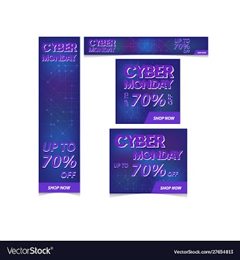 Cyber monday banner template set vector image