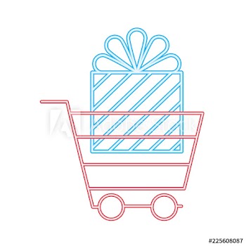 cyber monday online shopping cart gift neon