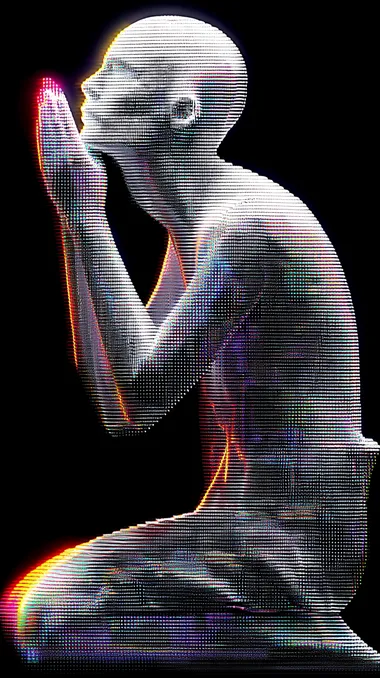 Cybernetic Human Figure in Pixel Art Cybernetic Human Figure in Pixel Art