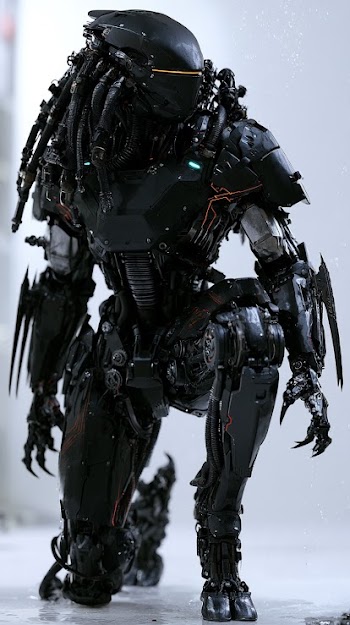 Cyberpunk Biomechanical Hunter in Studio Lighting