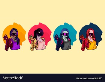 cyberpunk girl sticker collection