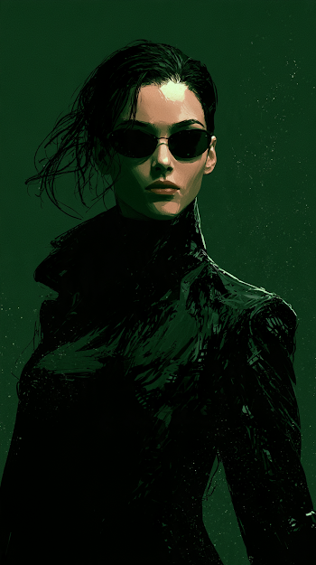 Cyberpunk Heroine in Black Attire