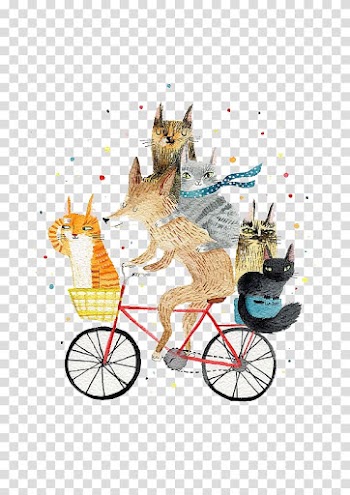 Cycling Bicycle Paper Greeting card Illustration, Cycling fox transparent background PNG clipart