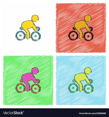 Cyclist on bicycle riding bicycle outdoors at vector image