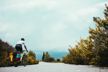 Cyclist On Bike Path