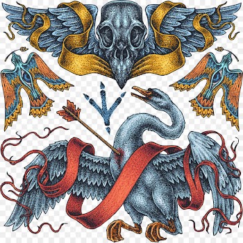 Cygnini Old school (tattoo) Drawing - Vector Swan and Skull Tattoo 