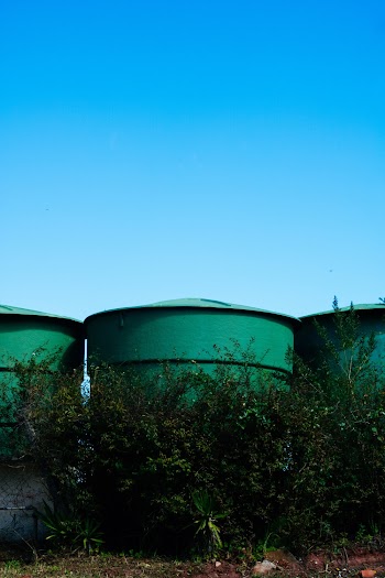 Cylindrical Green Metal Tank