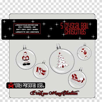 CyrstalBalls Christmas, five crystal ball Christmas decorations with text overlay transparent background PNG clipart