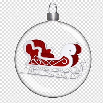 CyrstalBalls Christmas, white and red snow sled bauble transparent background PNG clipart
