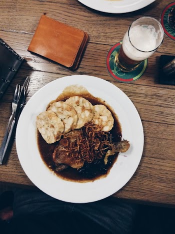 Czech roasted duck with sauerkraut and dumplings 