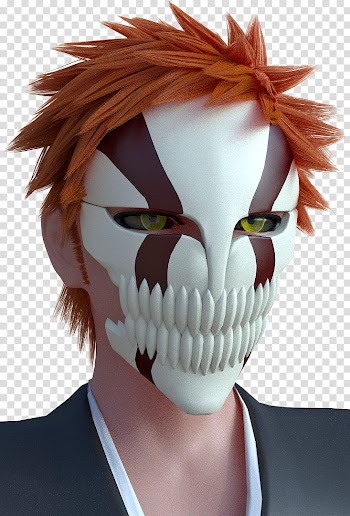 D Anime Bleach Ichigo Kurosaki Hollow Mask transparent background PNG clipart
