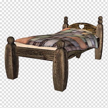 D Beds, brown and white wooden bed frame transparent background PNG clipart