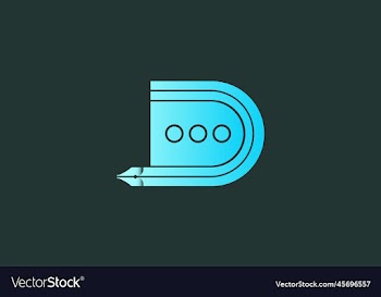 d letter chat and pen logo