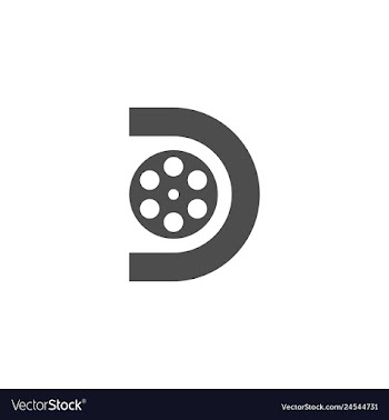 D letter with film roll logo icon vector image