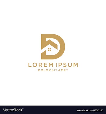 D letter with home logo icon vector image