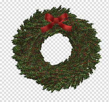D Xmas Wreath, green and red wreath transparent background PNG clipart