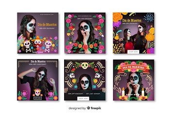Día de muertos instagram post collection Free Vector
