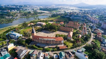 Da Lat, Vietnam - June 03, 2016 :Aerial view of ancient architecture of Pedagogical College of Dalat on day at Dalat, Vietnam, a famous place for travel