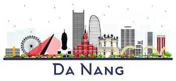 Da Nang Vietnam City Skyline with Color Buildings Isolated on White. Vector Illustration. Business Travel and Tourism Concept with Modern Architecture. Da Nang Cityscape with Landmarks.