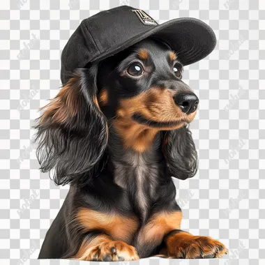 Dachshund Delight: Puppy in a Baseball Cap