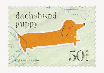 Dachshund postage stamp, animal collage | Free PSD - rawpixel