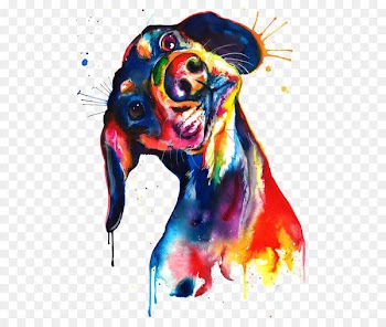 Dachshund Watercolor painting Canvas print - Watercolor puppy 