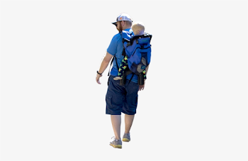 Dad Hiking With A Toddler In His Backpack People Png, - Hiking ...