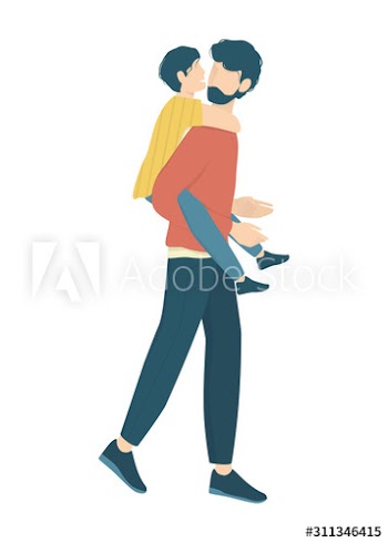 Daddy holding his son