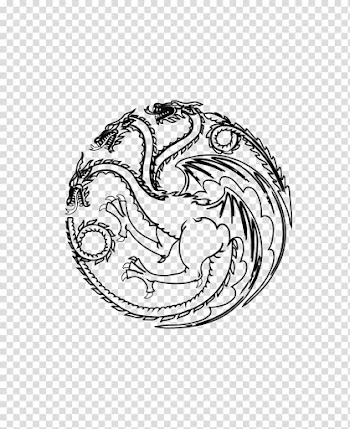 Daenerys Targaryen Black and white House Targaryen Line art, sigil transparent background PNG clipart