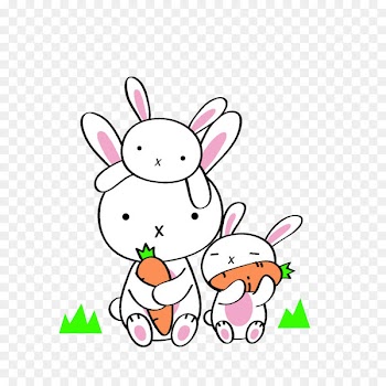 Daikon Rabbit Eating Carrot Chinese cabbage - Cute little bunny 