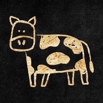 Dairy cattle, cow sticker, gold | Free PSD Illustration - rawpixel