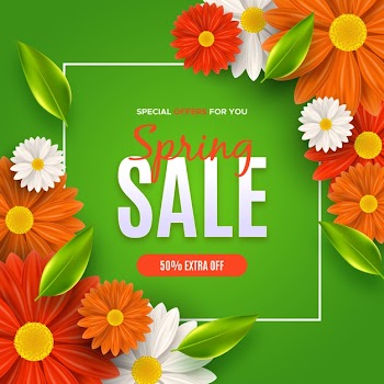 Daisies and gerbera flowers spring sale Free Vector