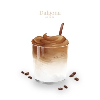 Dalgona coffee illustration theme Free Vector