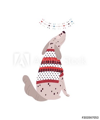 Dalmatian dog in sweater flat vector illustration