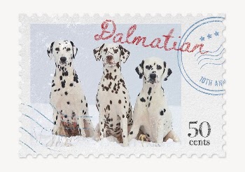Dalmatian postage stamp, animal collage | Free PSD - rawpixel