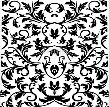 Damask seamless floral pattern. Royal wallpaper. Black flowers on ...