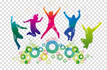 Dance Illustration, Colorful characters jump silhouette transparent background PNG clipart