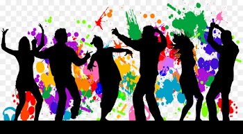 Dance Illustration - Colorful silhouette figures 