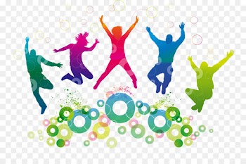 Dance Stock photography Illustration - Colorful characters jump silhouette 