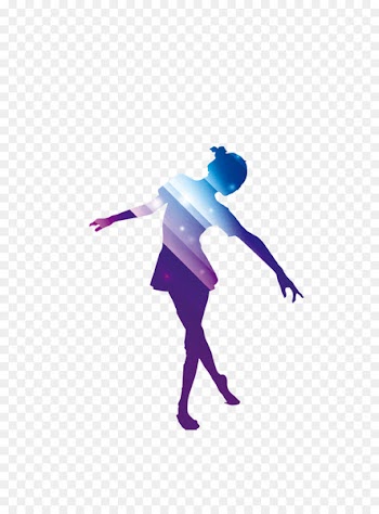 Dance studio Poster - Colored silhouettes of people dancing 
