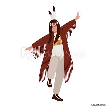 Dancing American Indian wearing ethnic clothes