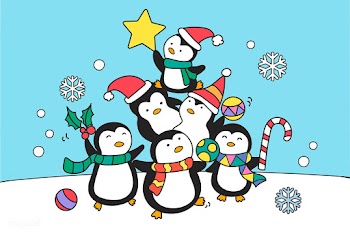 Dancing Christmas penguins vector | Free stock vector - 296835