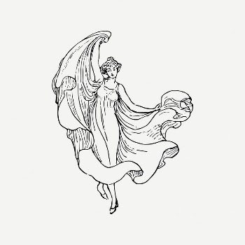 Dancing maiden collage element, vintage | Free PSD Illustration - rawpixel