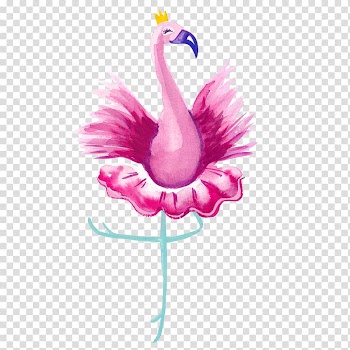 Dancing pink flamingo illustration, Vertebrate Ballet Dancer Bird Flamingo, feather watercolor transparent background PNG clipart