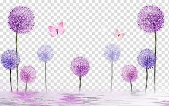 Dandelion , Paper Flower Painting , Purple Dandelion transparent background PNG clipart