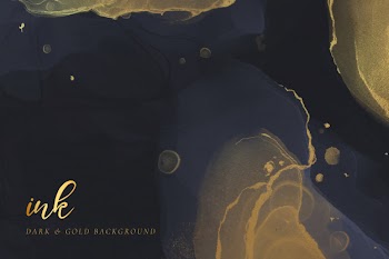Dark and gol alcohol ink background Free Vector