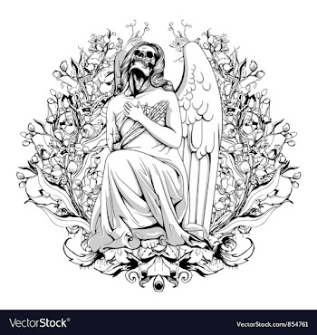 Dark angel with floral vector image