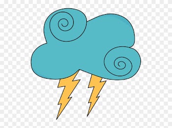 Dark Blue Swirly Cloud And Lightning - Raining Clouds Clip Art