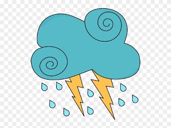 Dark Blue Swirly Cloud With Rain And Lightning Dark - Clip Art
