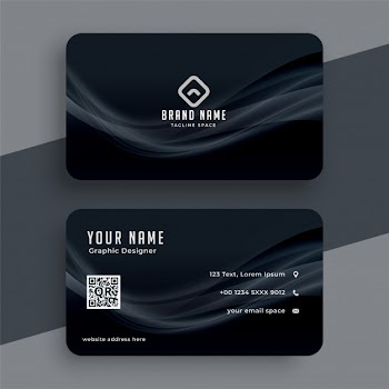 Dark business card with wavy lines Free Vector